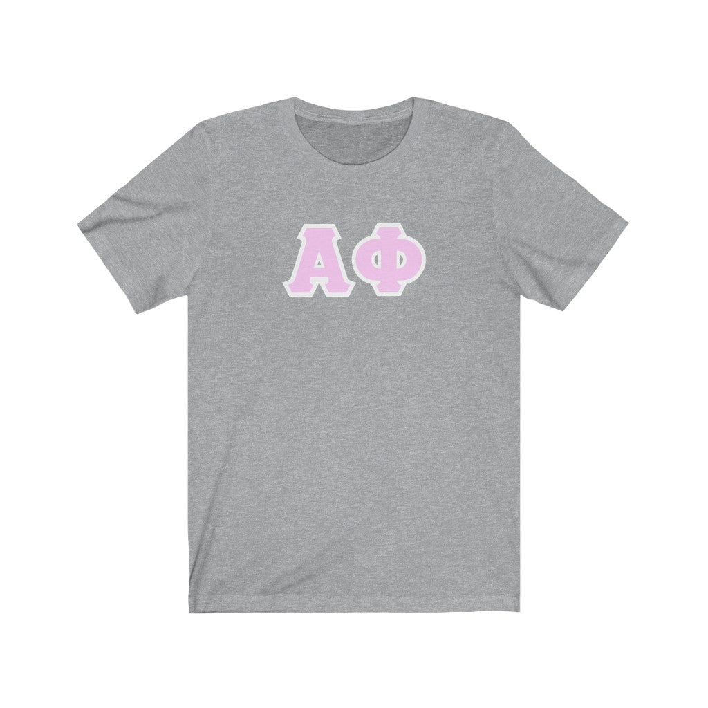 Alpha Phi Printed Letters | Pink with White Border T-Shirt