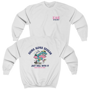 White Sigma Alpha Epsilon Graphic Crewneck Sweatshirt | Alligator Skater | Sigma Alpha Epsilon Clothing and Merchandise