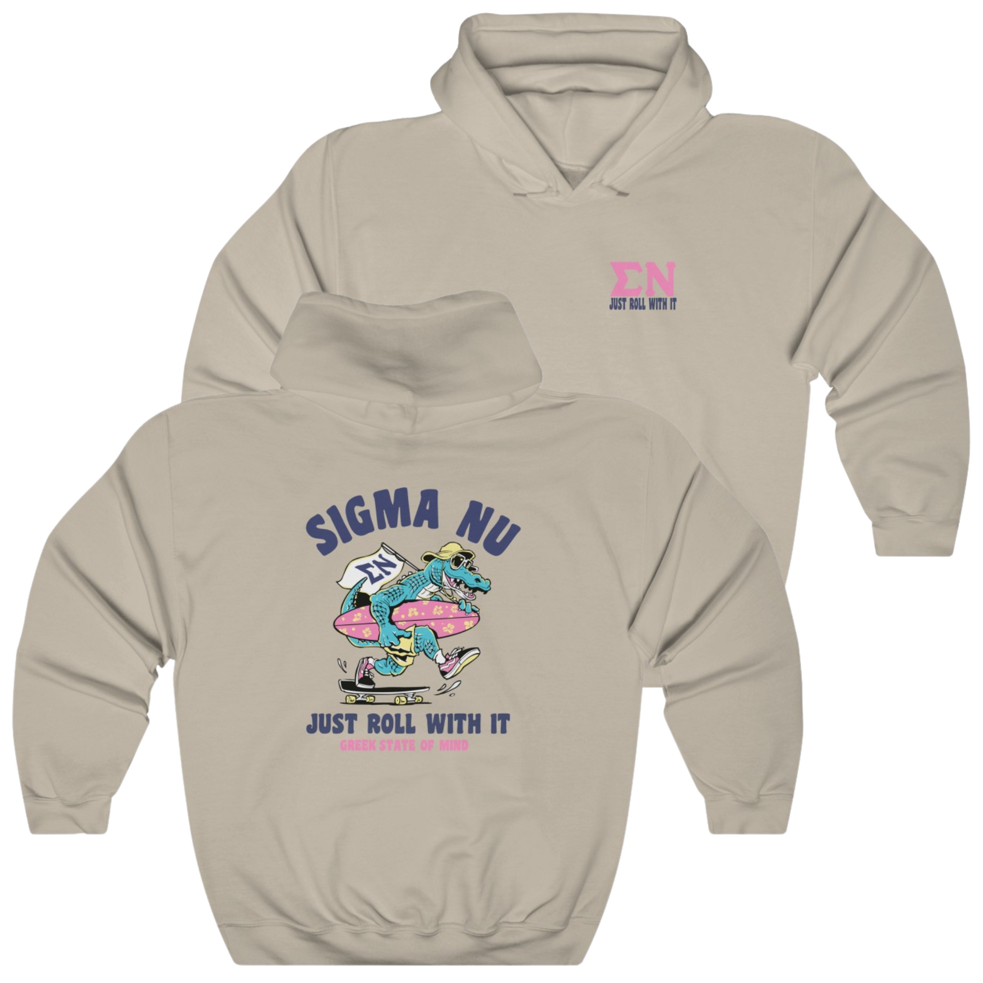 Sand Sigma Nu Graphic Hoodie | Alligator Skater | Sigma Nu Clothing, Apparel and Merchandise