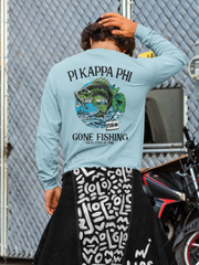 Pi Kappa Phi Graphic Long Sleeve T-Shirt | Gone Fishing | Pi Kappa Phi Apparel and Merchandise model 