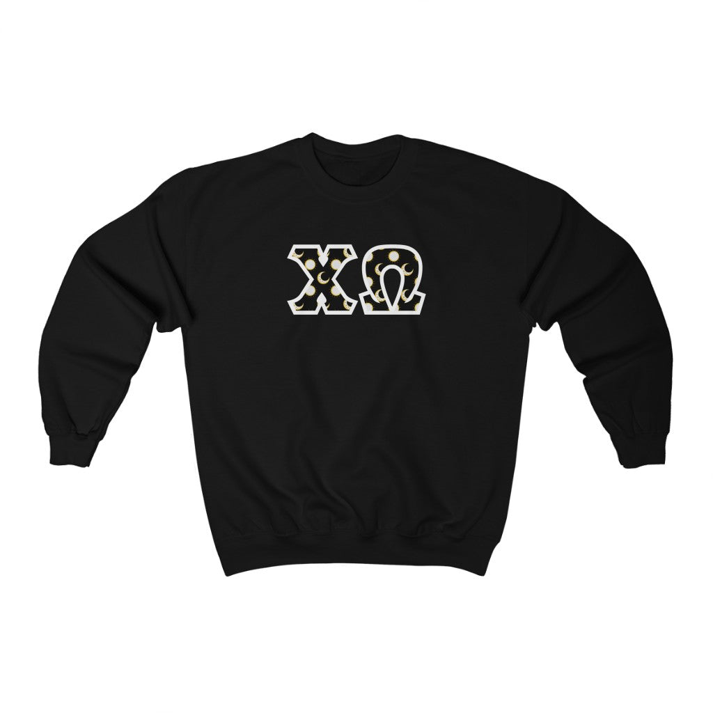 Chi Omega Printed Letters | Sun and Moon Crewneck