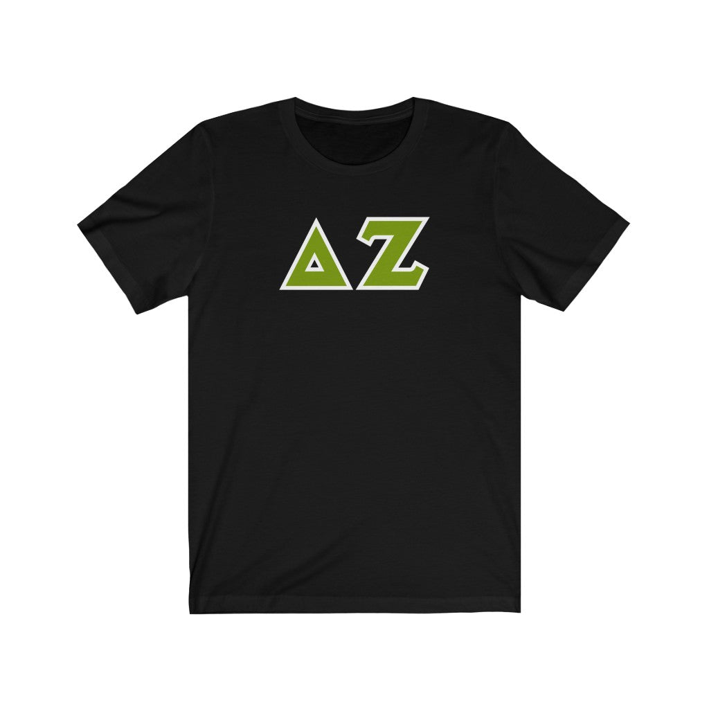 Delta Zeta Printed Letters | Green & White Border T-Shirt