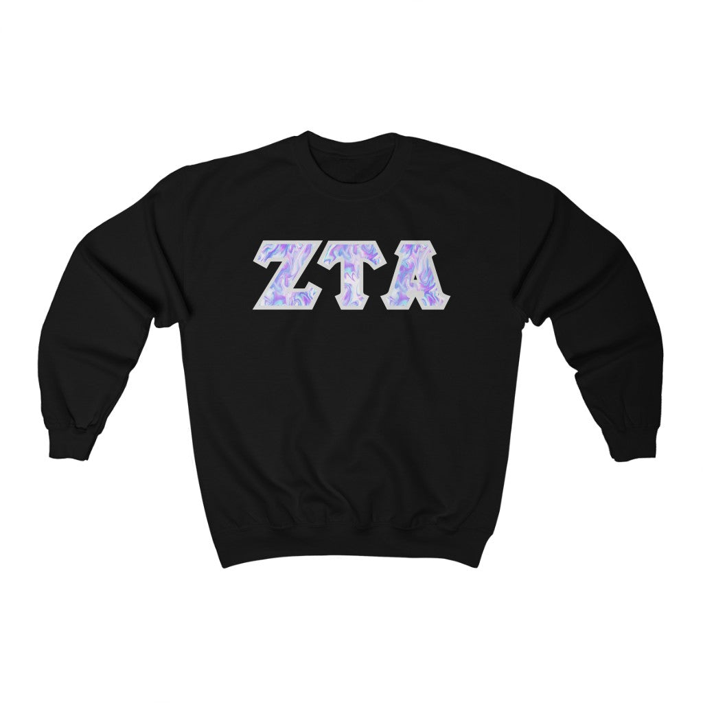 ZTA Printed Letters | Cotton Candy Tie-Dye Crewneck