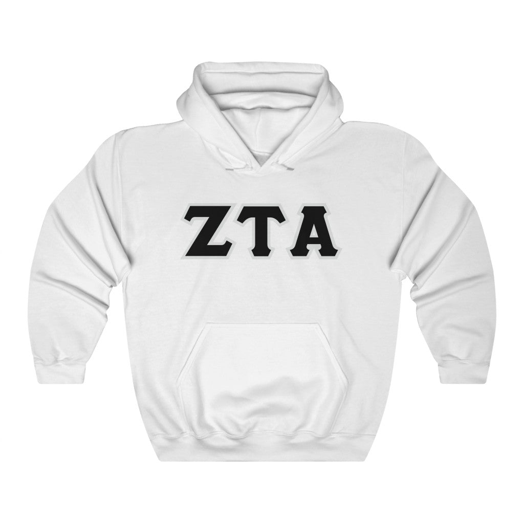 ZTA Printed Letters | Black with Grey Border Hoodie