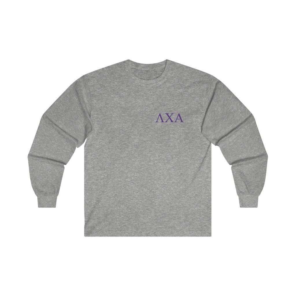 Lambda Chi Alpha Graphic Long Sleeve T-Shirt | Purple Letters LC