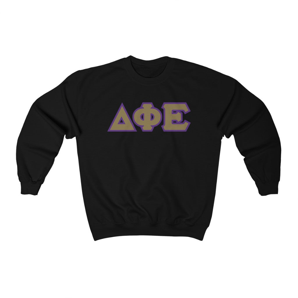 DPhiE Printed Letters | Gold with Purple Border Crewneck