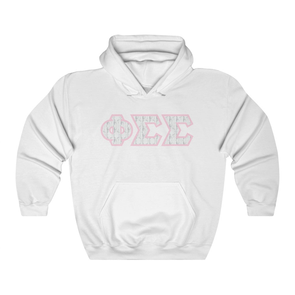 Phi Sigma Sigma Printed Letters | Marble with Pink Hoodie
