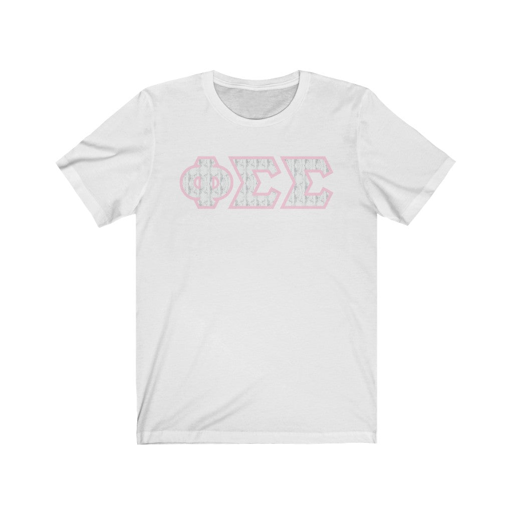 Phi Sig Printed Letters |Marble with Pink Border T-Shirt