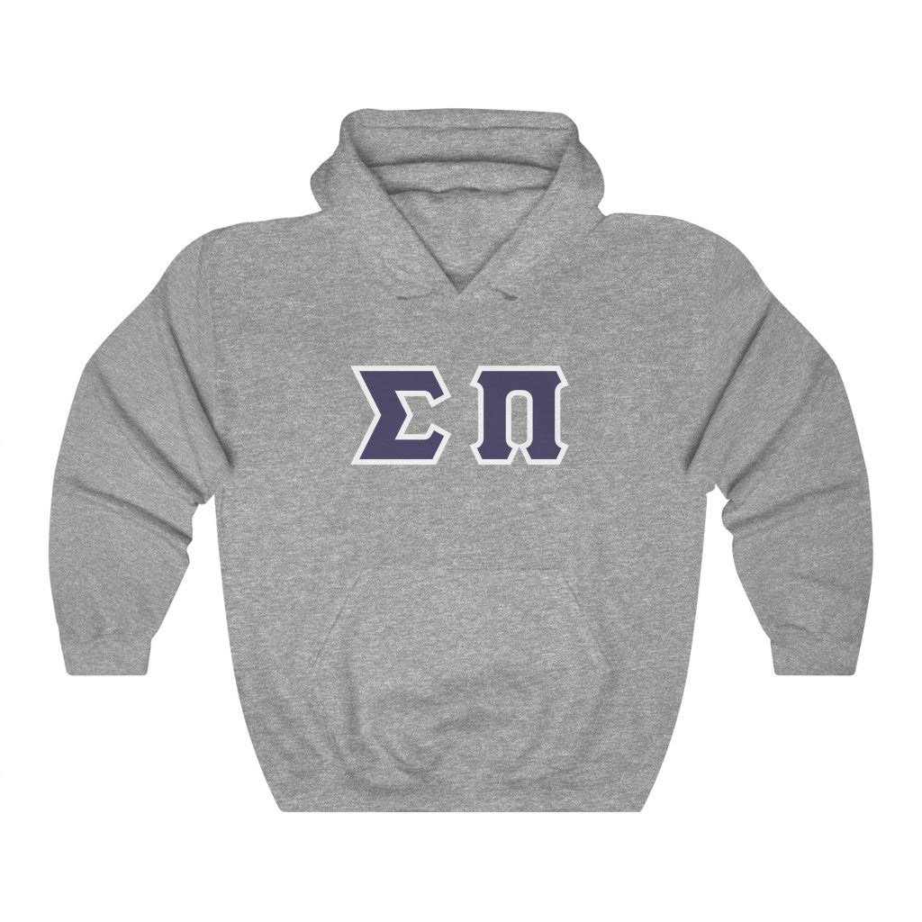Sigma Pi Printed Letter Hoodie | Purple with White Border