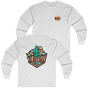 white Phi Delta Theta Graphic Long Sleeve T-Shirt | Desert Mountains | phi delta theta fraternity greek apparel