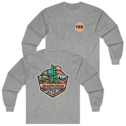 Grey Tau Kappa Epsilon Graphic Long Sleeve T-Shirt | Desert Mountains | TKE Clothing and Merchandise 