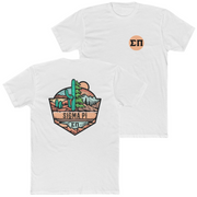 White Sigma Pi Graphic T-Shirt | Desert Mountains | Sigma Pi Apparel and Merchandise
