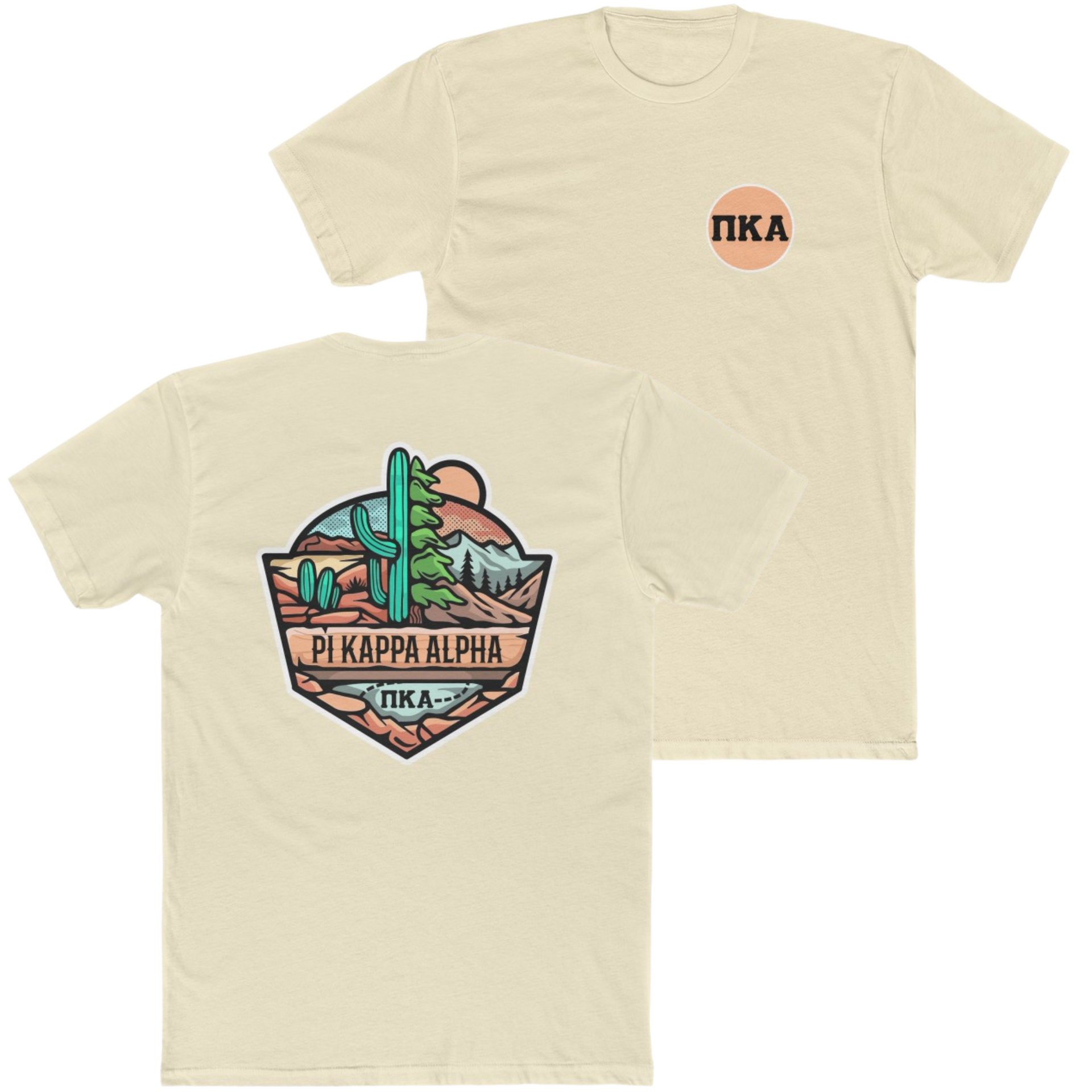 Sand Pi Kappa Alpha Graphic T-Shirt | Desert Mountains | Pi kappa alpha fraternity shirt