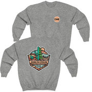 Grey Sigma Phi Epsilon Graphic Crewneck Sweatshirt | Desert Mountains | SigEp Clothing - Campus Apparel