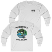 white Phi Delta Theta Graphic Long Sleeve T-Shirt | Gone Fishing | phi delta theta fraternity greek apparel 