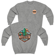 Grey Pi Kappa Phi Graphic Crewneck Sweatshirt | Desert Mountains | Pi Kappa Phi Apparel and Merchandise