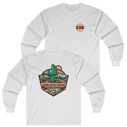 White Sigma Alpha Epsilon Graphic Long Sleeve T-Shirt | Desert Mountains | Sigma Alpha Epsilon Clothing and Merchandise