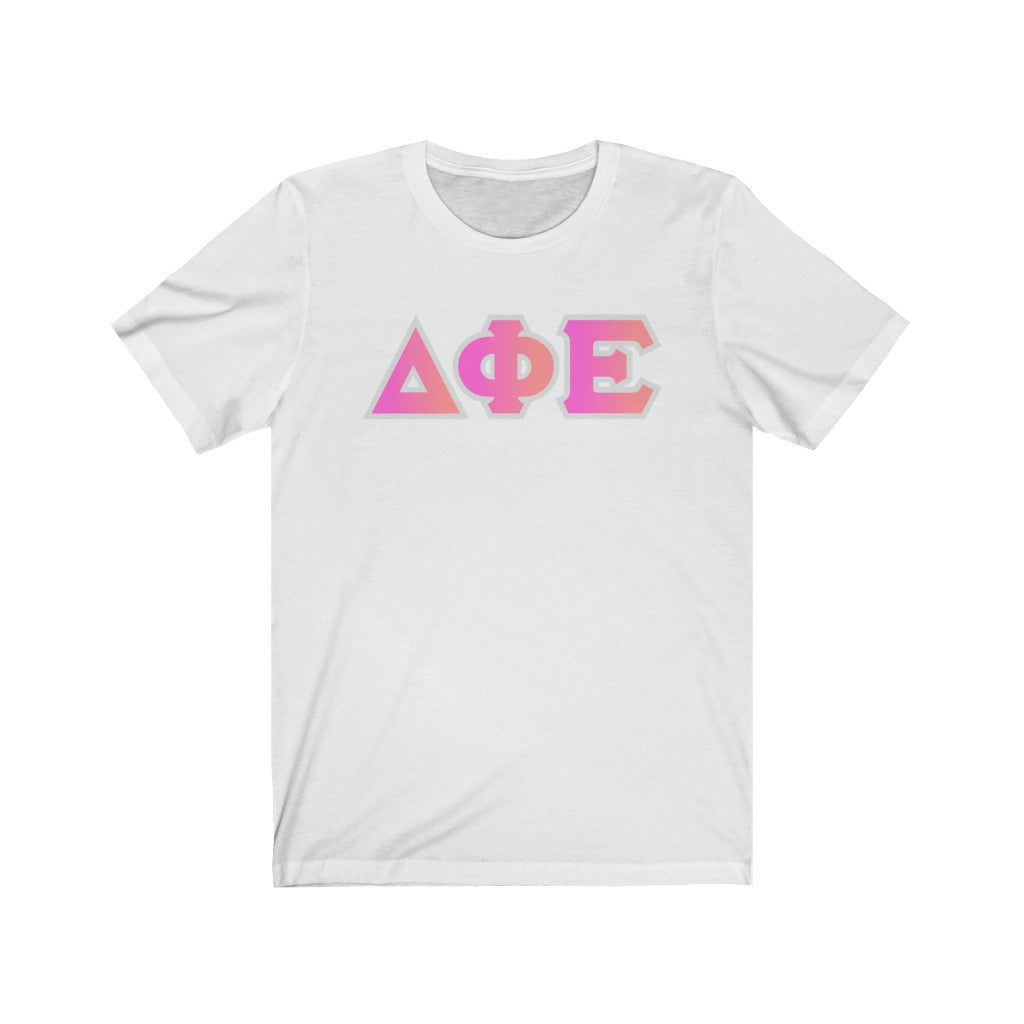 Delta Phi Epsilon Printed Letters | Bubble Gum T-Shirt