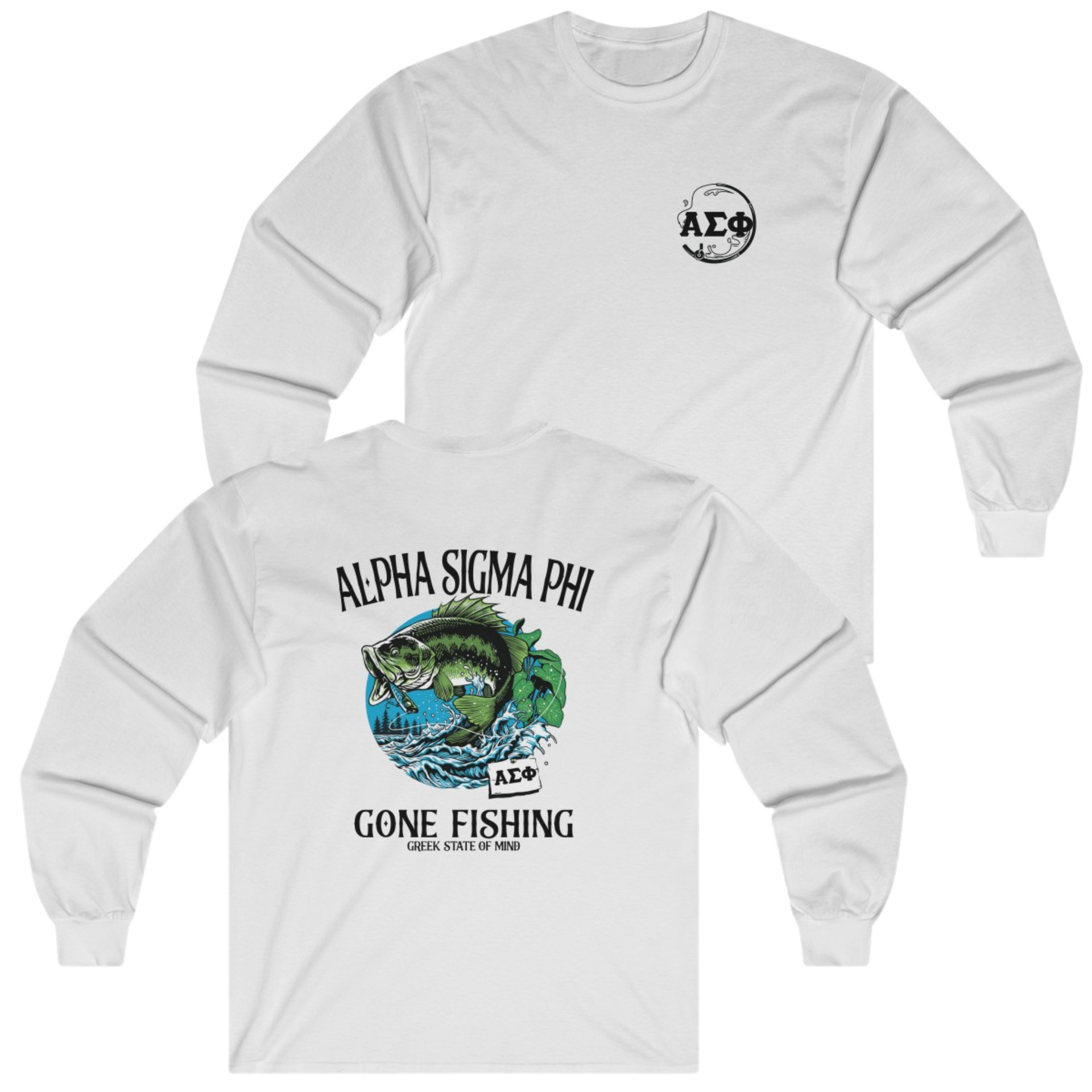 T Shirt Alpha Sigma Phi Graphic Long Sleeve T-Shirt | Gone Fishing | Fraternity Shirt