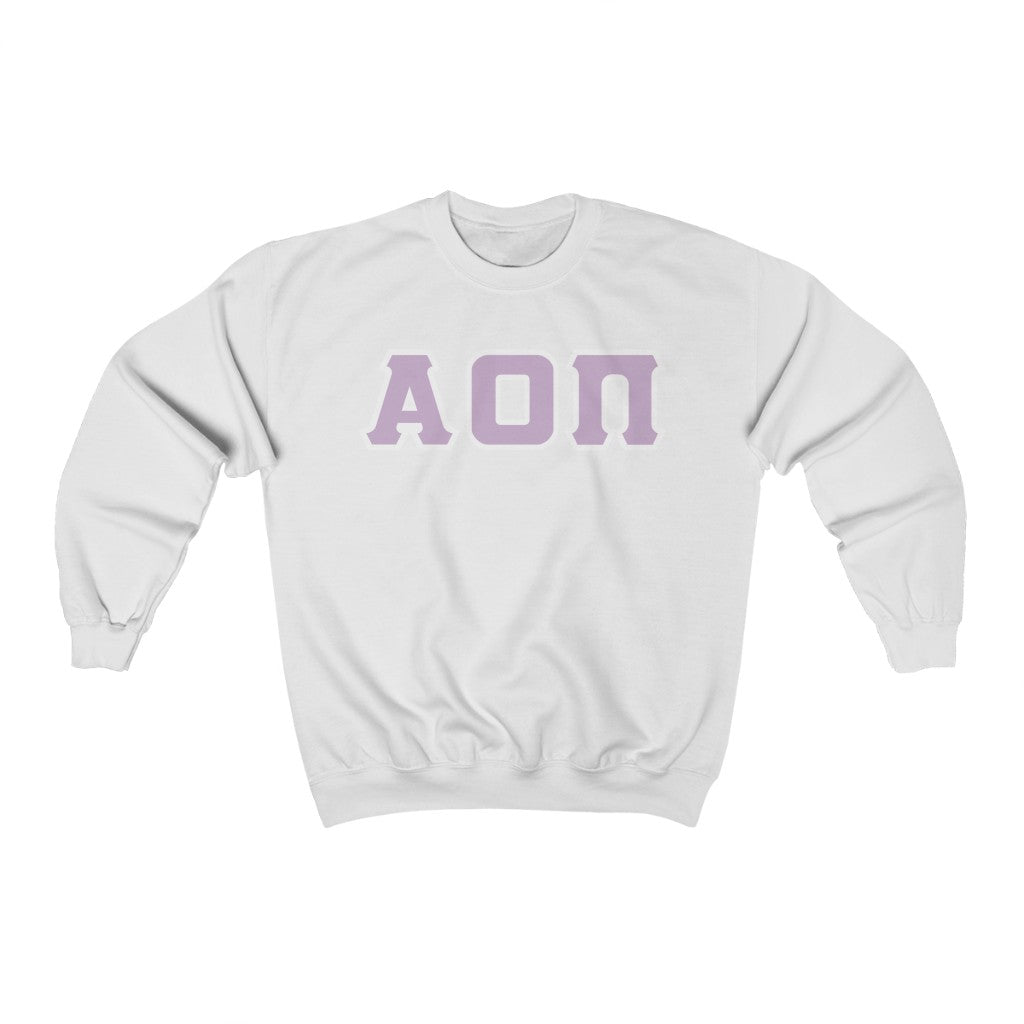 AOII Printed Letters | Lavender with White Border Crewneck