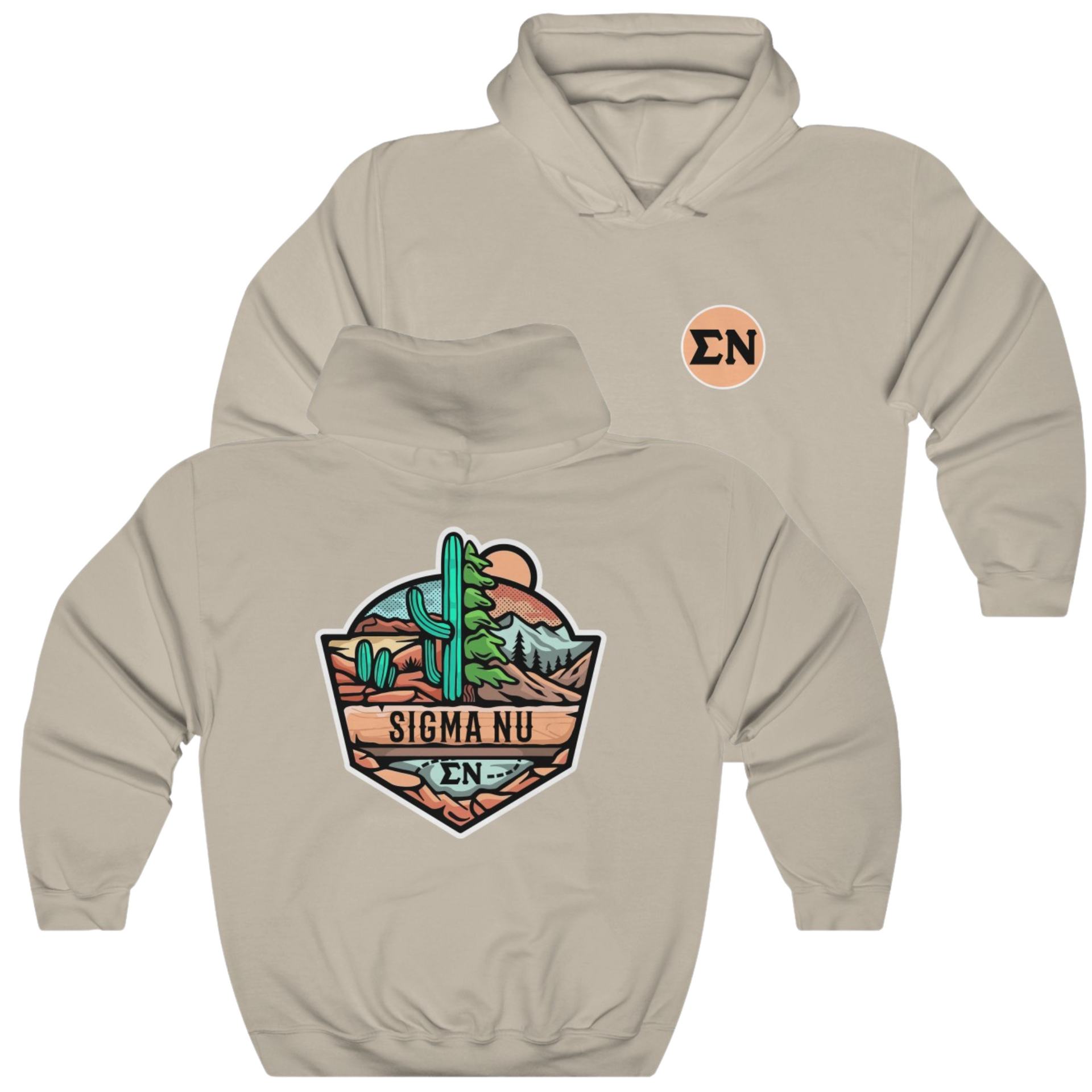 Sand Sigma Nu Graphic Hoodie | Desert Mountains | Sigma Nu Clothing, Apparel and Merchandise