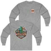 Grey Alpha Sigma Phi Graphic Long Sleeve T-Shirt | Desert Mountains | Alpha Sigma Phi Fraternity Shirt 