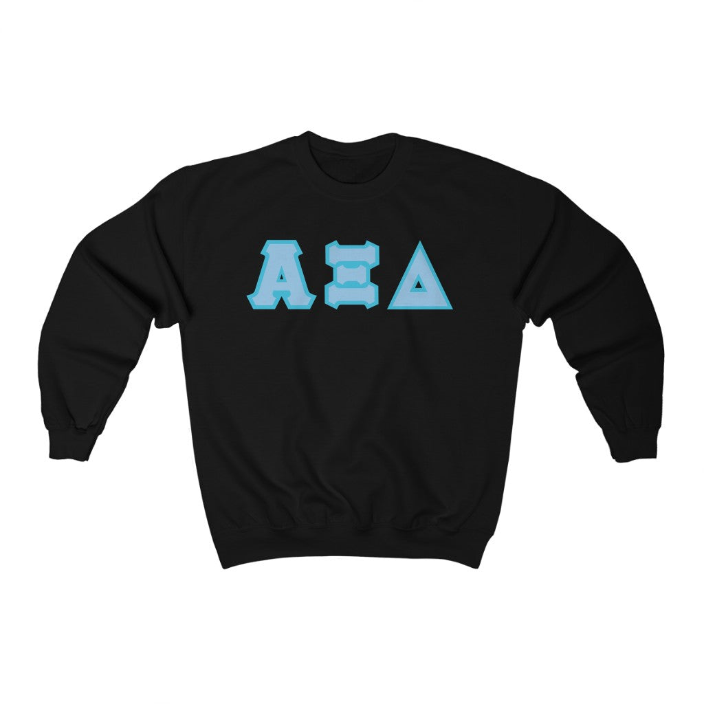 AXiD Printed Letters | Blue with Cyan Border Crewneck