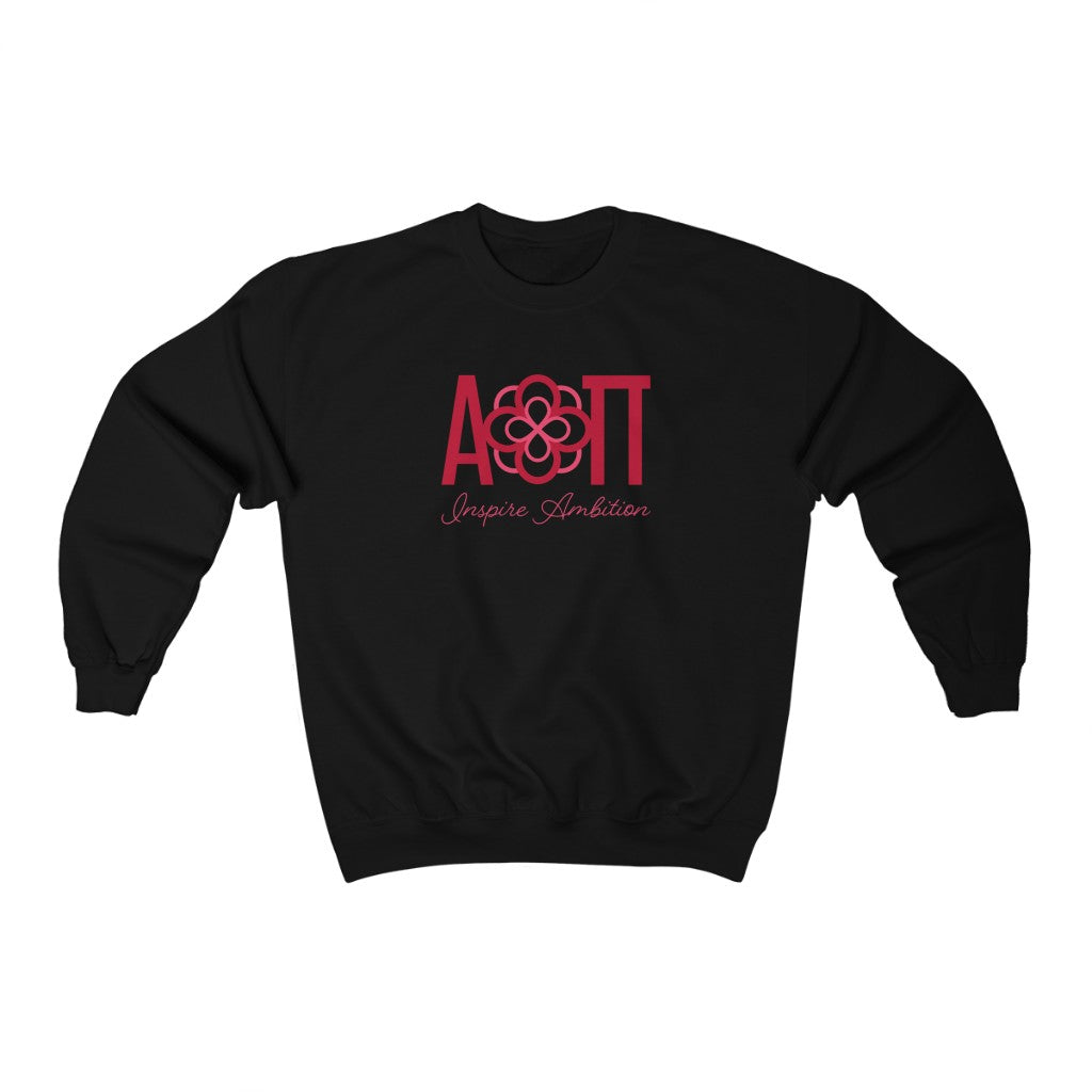 Alpha Omicron Pi Graphic Crewneck Sweatshirt | Infinity Rose Letters - Tagline