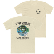 Sand Alpha Sigma Phi Graphic T-Shirt | Gone Fishing | Alpha Sigma Phi Fraternity Shirt