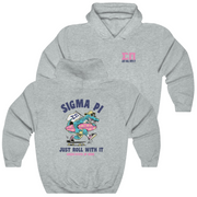Grey Sigma Pi Graphic Hoodie | Alligator Skater | Sigma Pi Apparel and Merchandise 