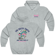grey Phi Delta Theta Graphic Hoodie | Alligator Skater | phi delta theta fraternity greek apparel 