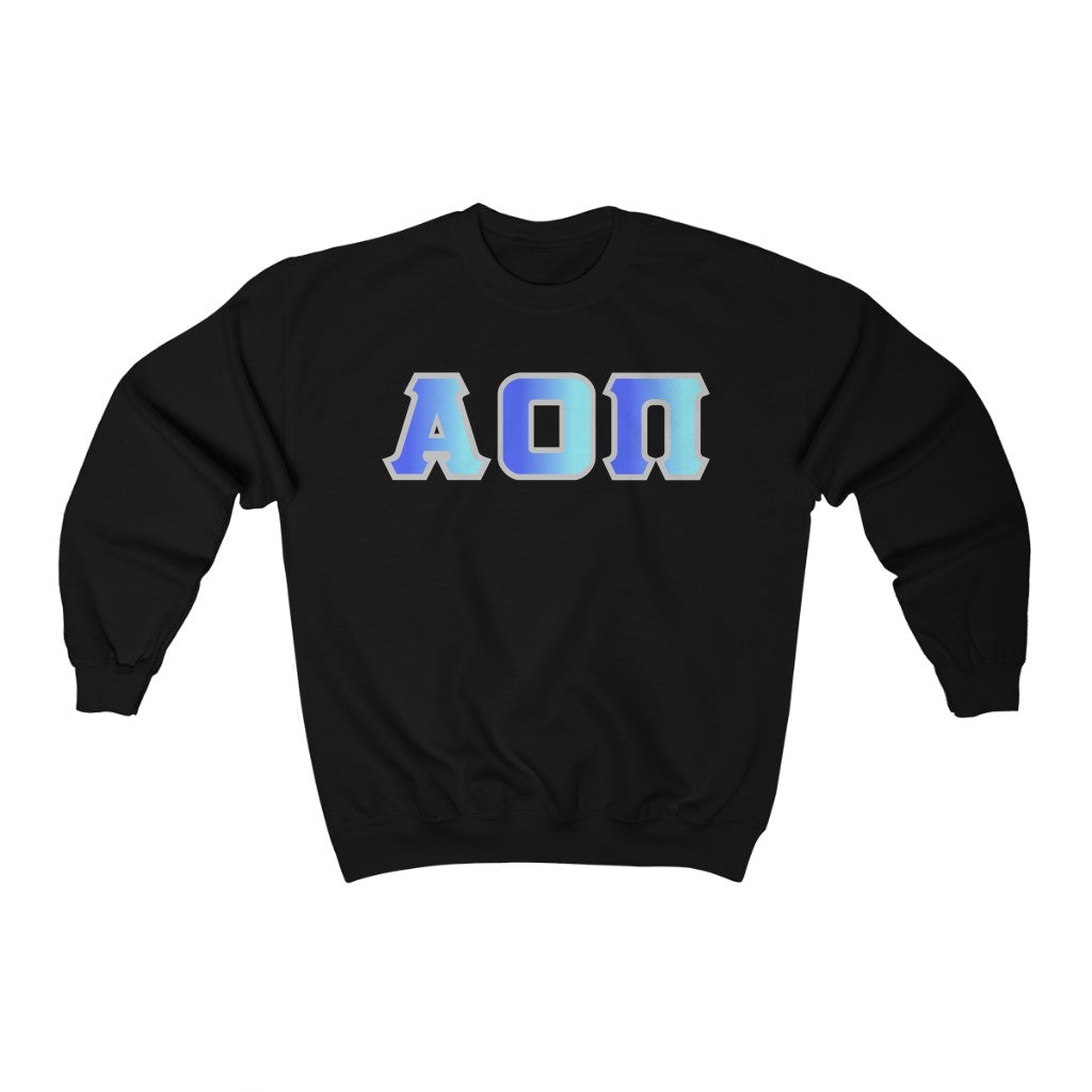 AOII Printed Letters | Oceans with Grey Border Crewneck