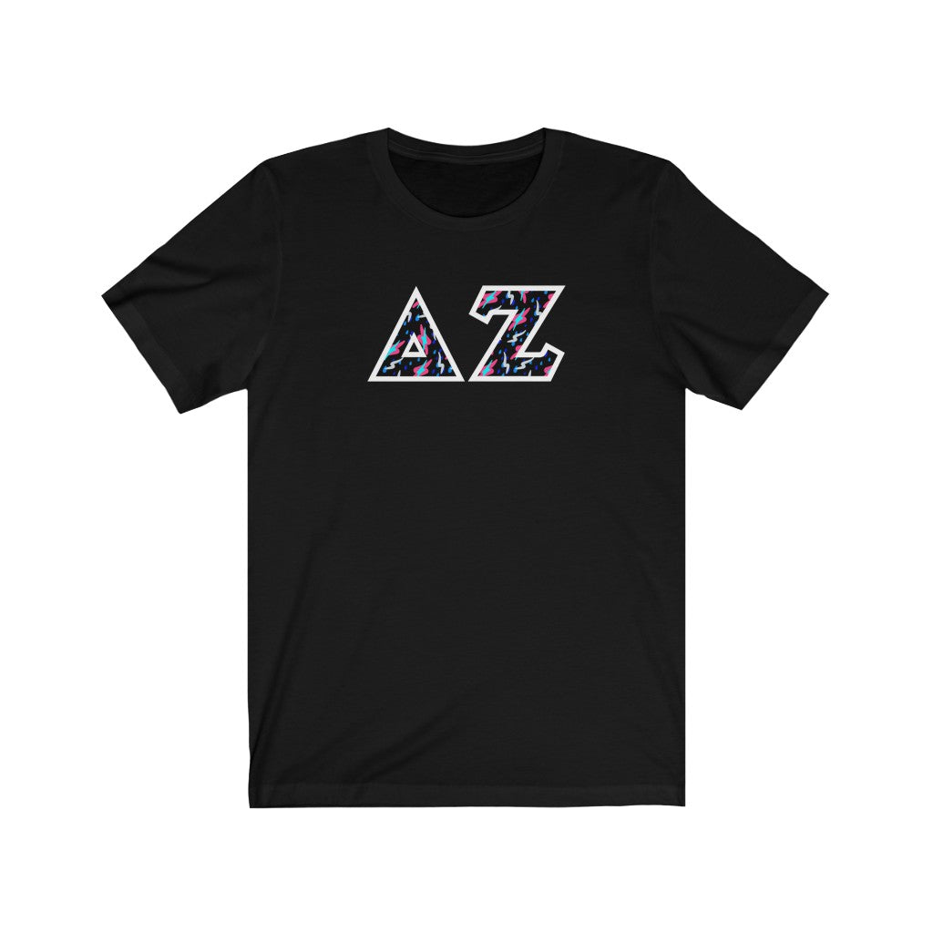 Delta Zeta Printed Letters| Bayside Black T-Shirt