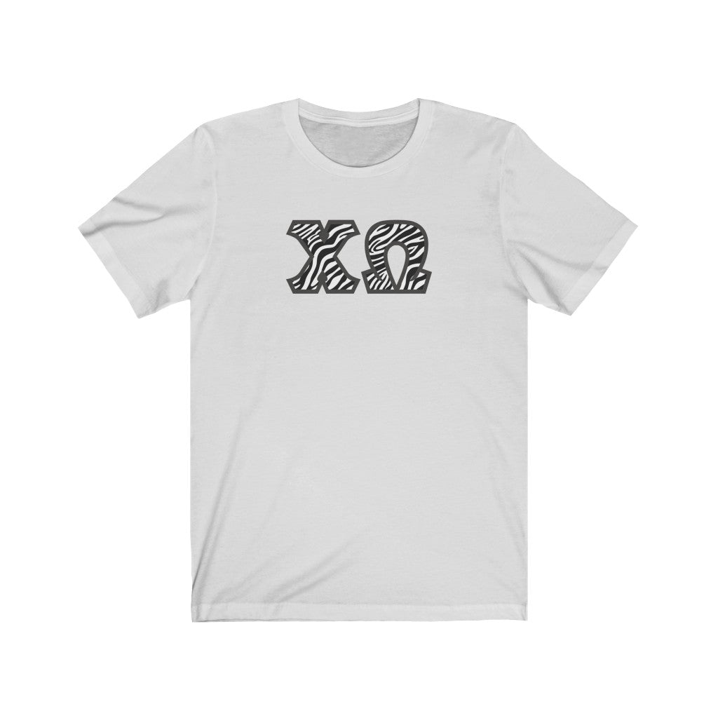 Chi Omega Printed Letters | Zebra Print T-Shirt