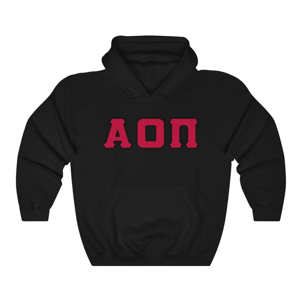 AOII Printed Letters | Cardinal with Black Border Hoodie