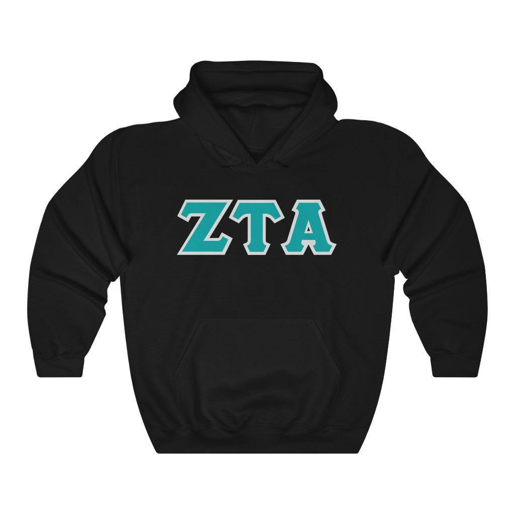 ZTA Printed Letters | Turquoise with Grey Border Hoodie