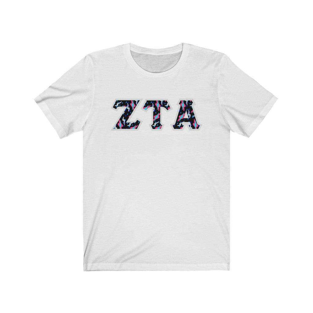 Zeta Tau Alpha Printed Letters | Bayside Black T-Shirt