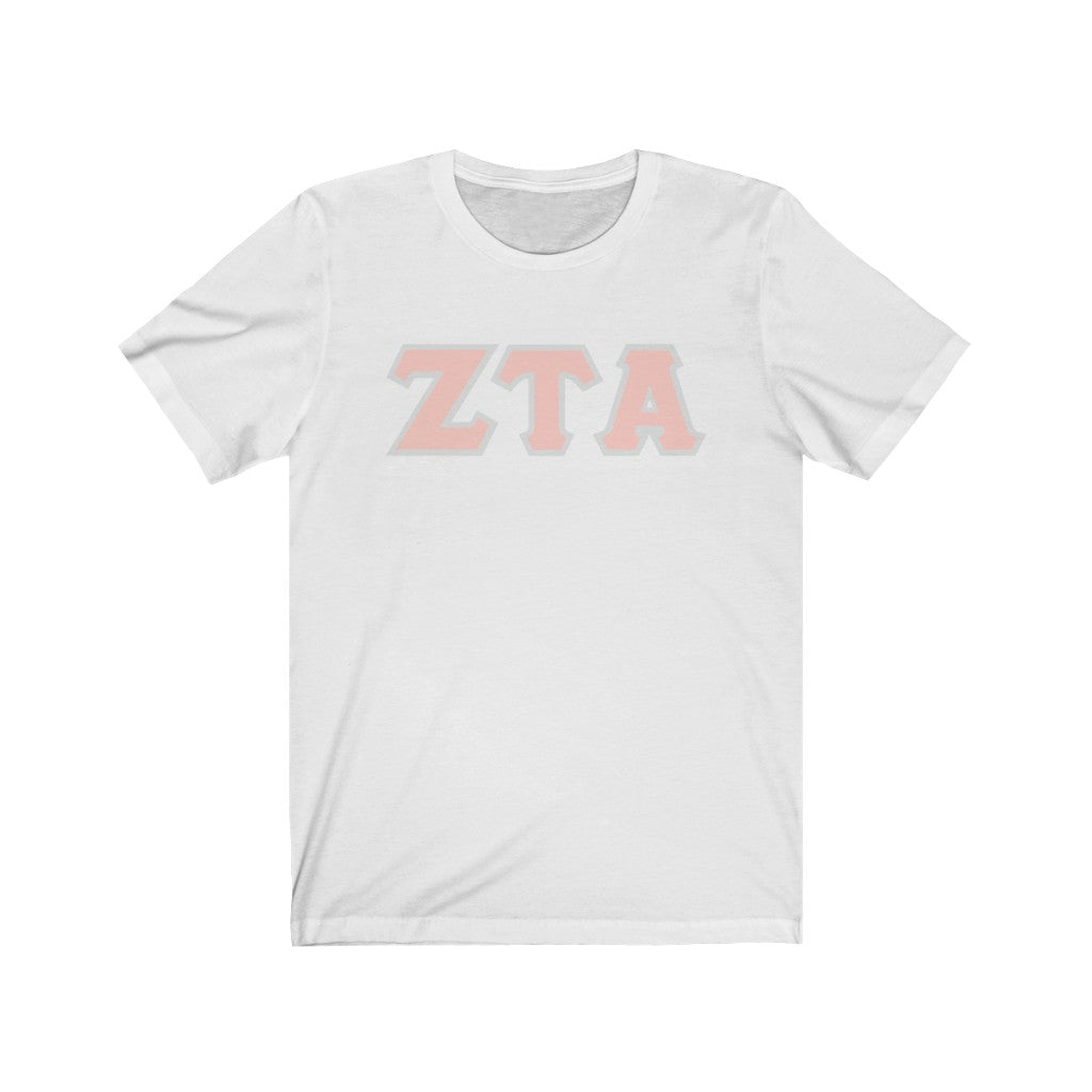 ZTA Printed Letters | Peach with Grey Border T-Shirt