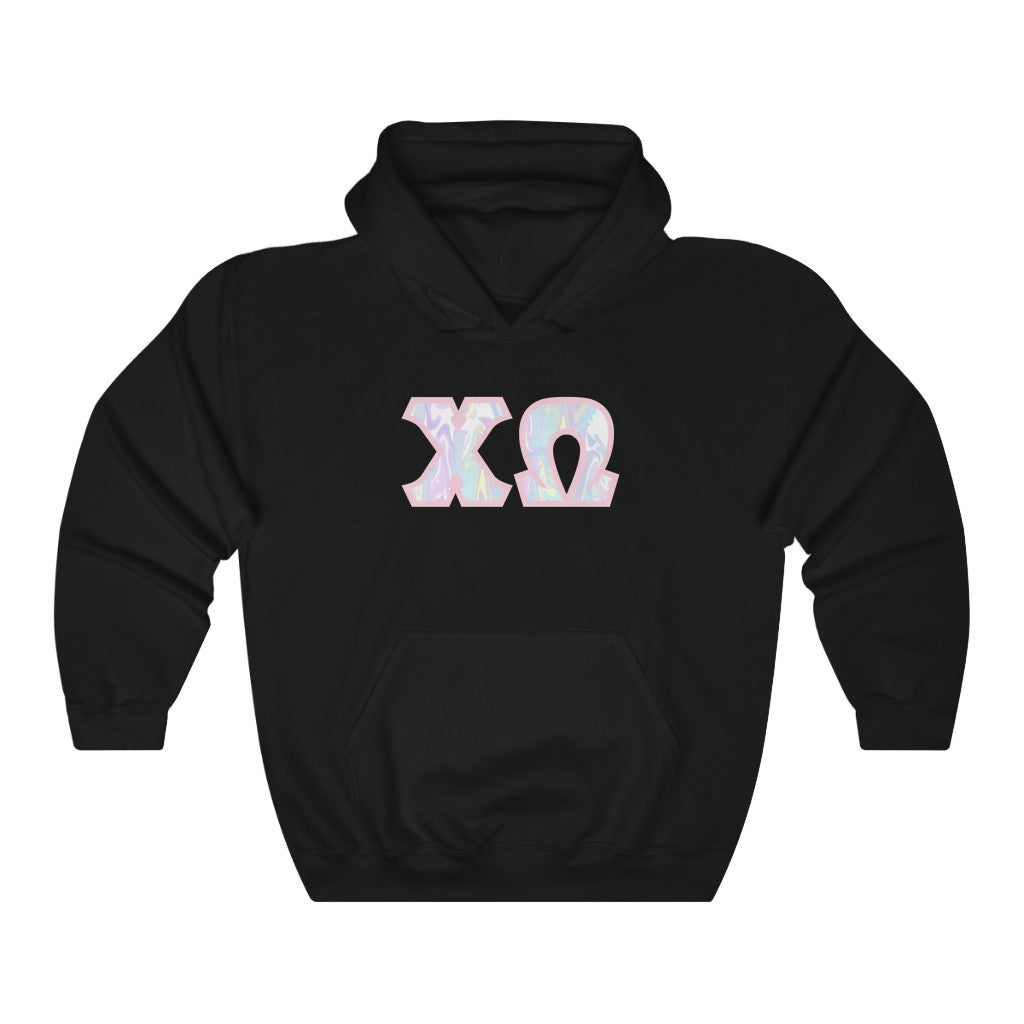 Chi Omega Printed Letters | Pastel Tie-Dye Hoodie