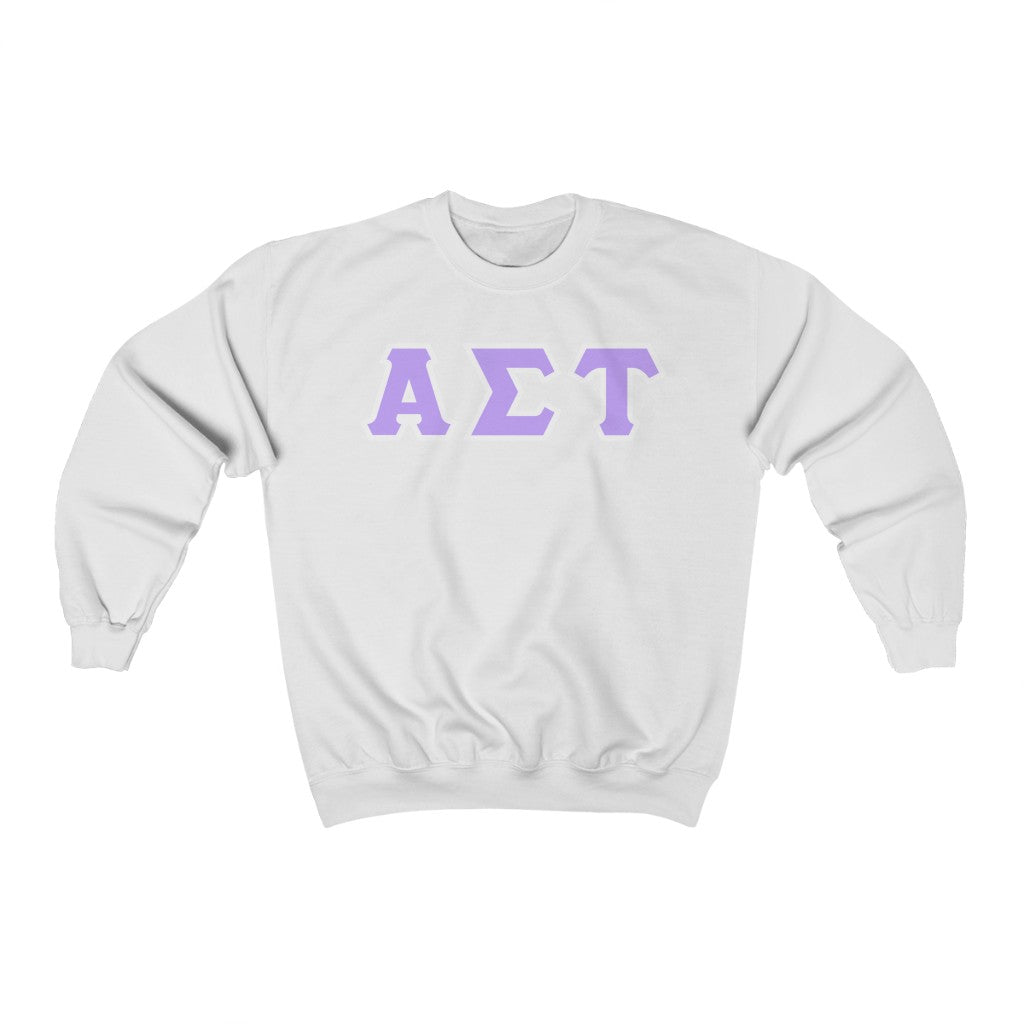 AST Printed Letters | Light Purple & White Border Crewnecks