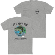 Grey Pi Kappa Phi Graphic T-Shirt | Gone Fishing | Pi Kappa Phi Apparel and Merchandise 