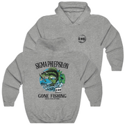 Grey Sigma Phi Epsilon Graphic Hoodie | Gone Fishing | SigEp Clothing - Campus Apparel