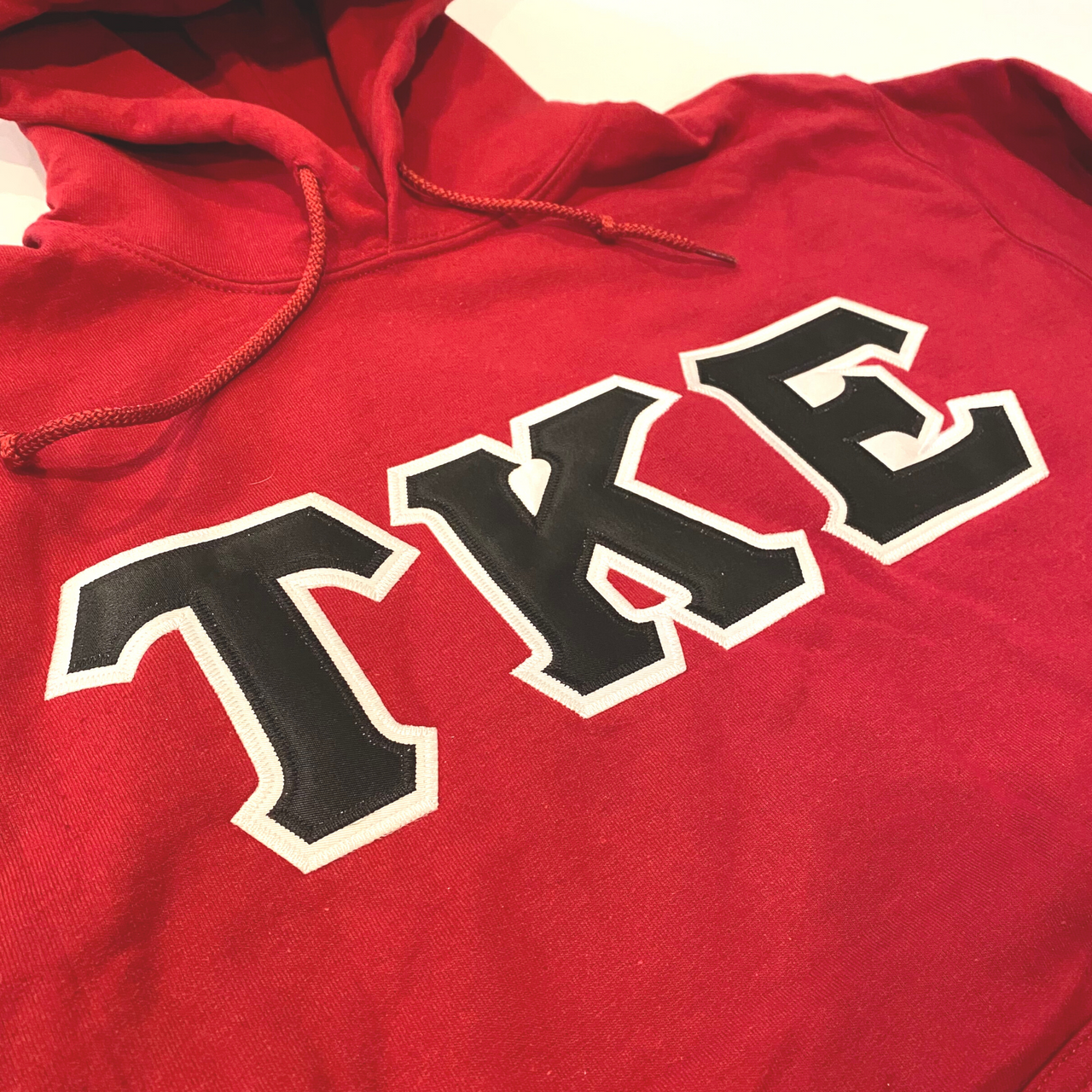 Tau Kappa Epsilon Stitched Letter Hoodie | Cardinal Red | Black with White Border