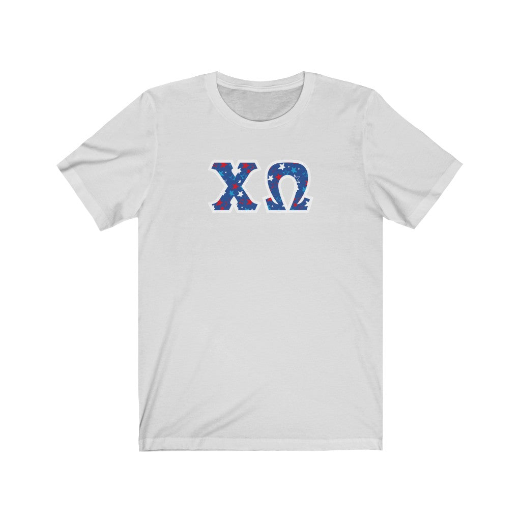 Chi Omega Printed Letters | USA Stars T-Shirt