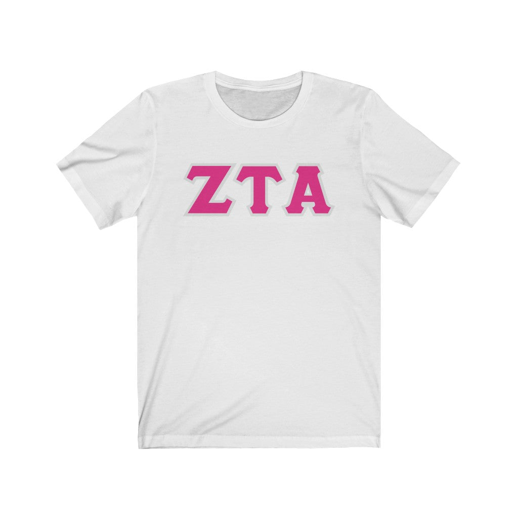 ZTA Printed Letters | Hot Pink with Grey Border T-Shirt
