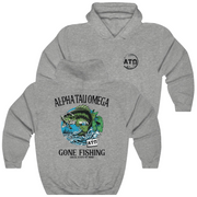 Grey Alpha Tau Omega Graphic Hoodie | Gone Fishing | Alpha Tau Omega Fraternity Merch 