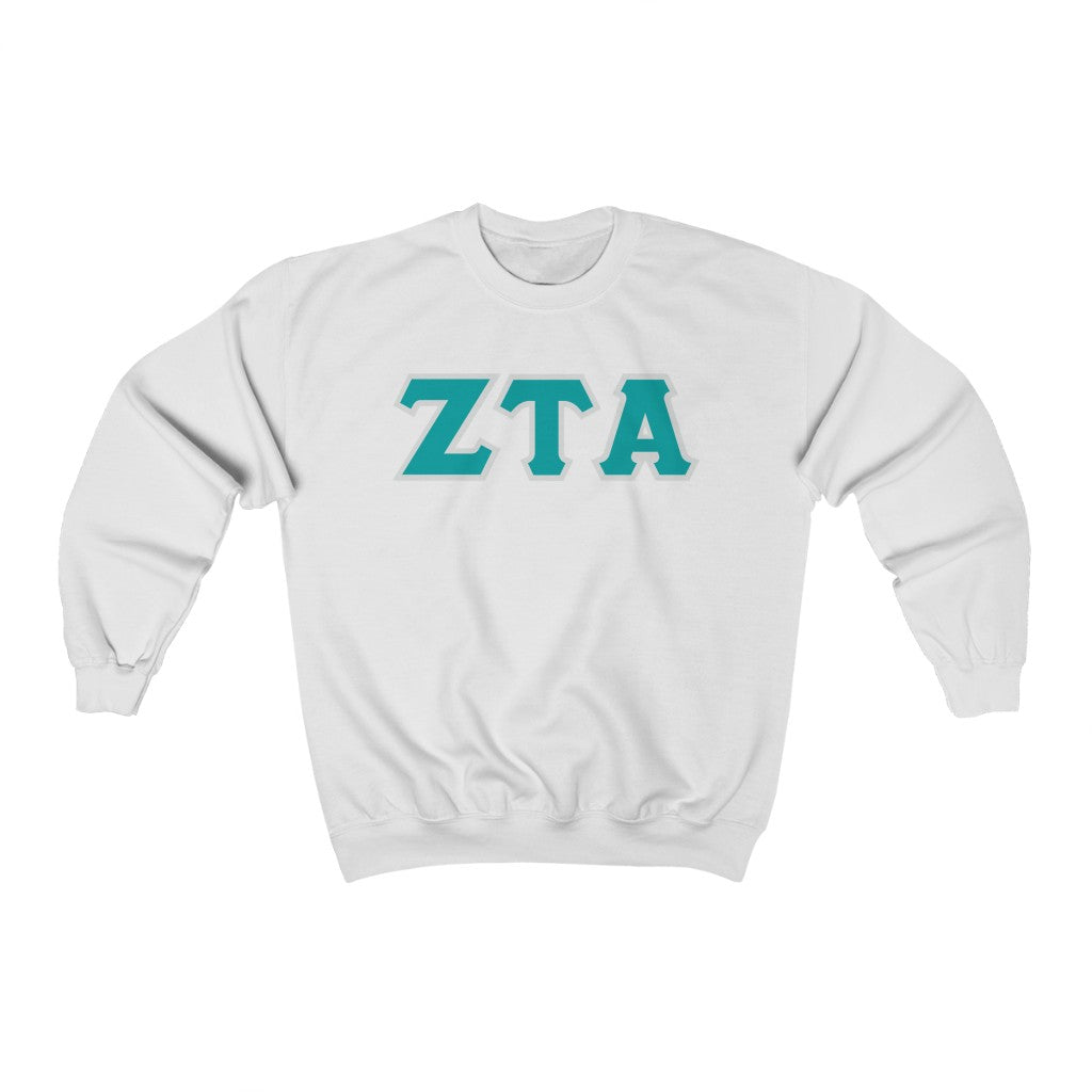 ZTA Printed Letters | Turquoise with Grey Border Crewneck