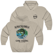 Sand Alpha Tau Omega Graphic Hoodie | Gone Fishing | Alpha Tau Omega Fraternity Merch 
