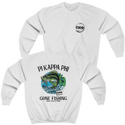 White Pi Kappa Phi Graphic Crewneck Sweatshirt | Gone Fishing | Pi Kappa Phi Apparel and Merchandise