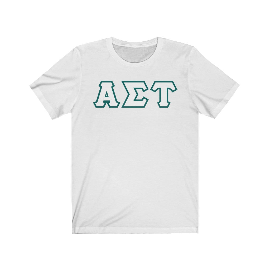 AST Printed Letters | White with Emerald Border T-Shirt